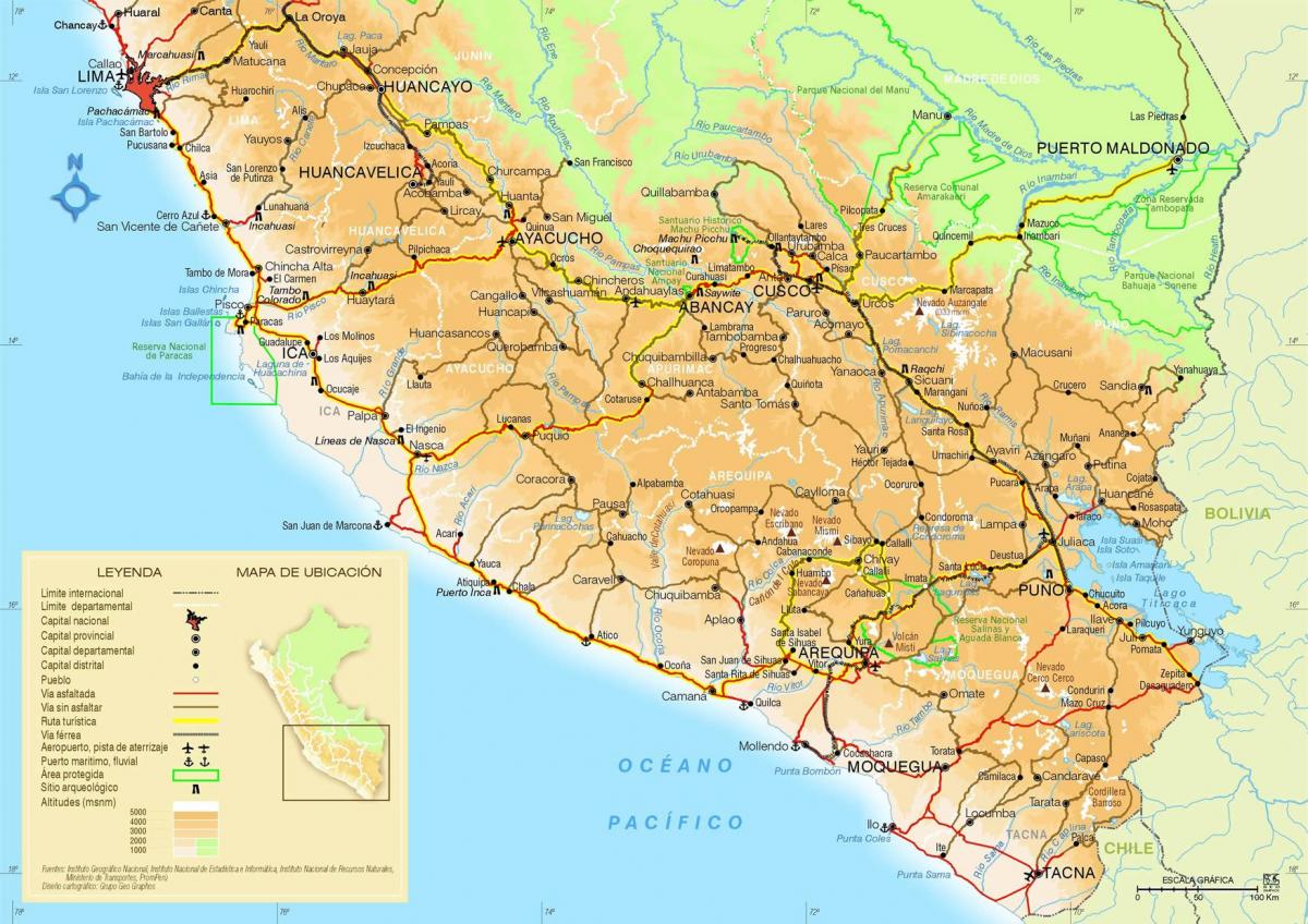 zemljevid južni Peru