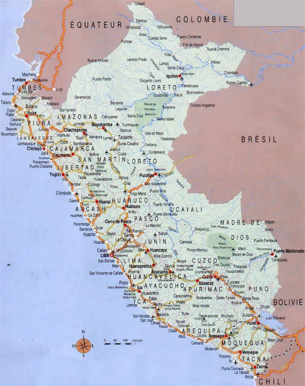 zemljevid Peru mest