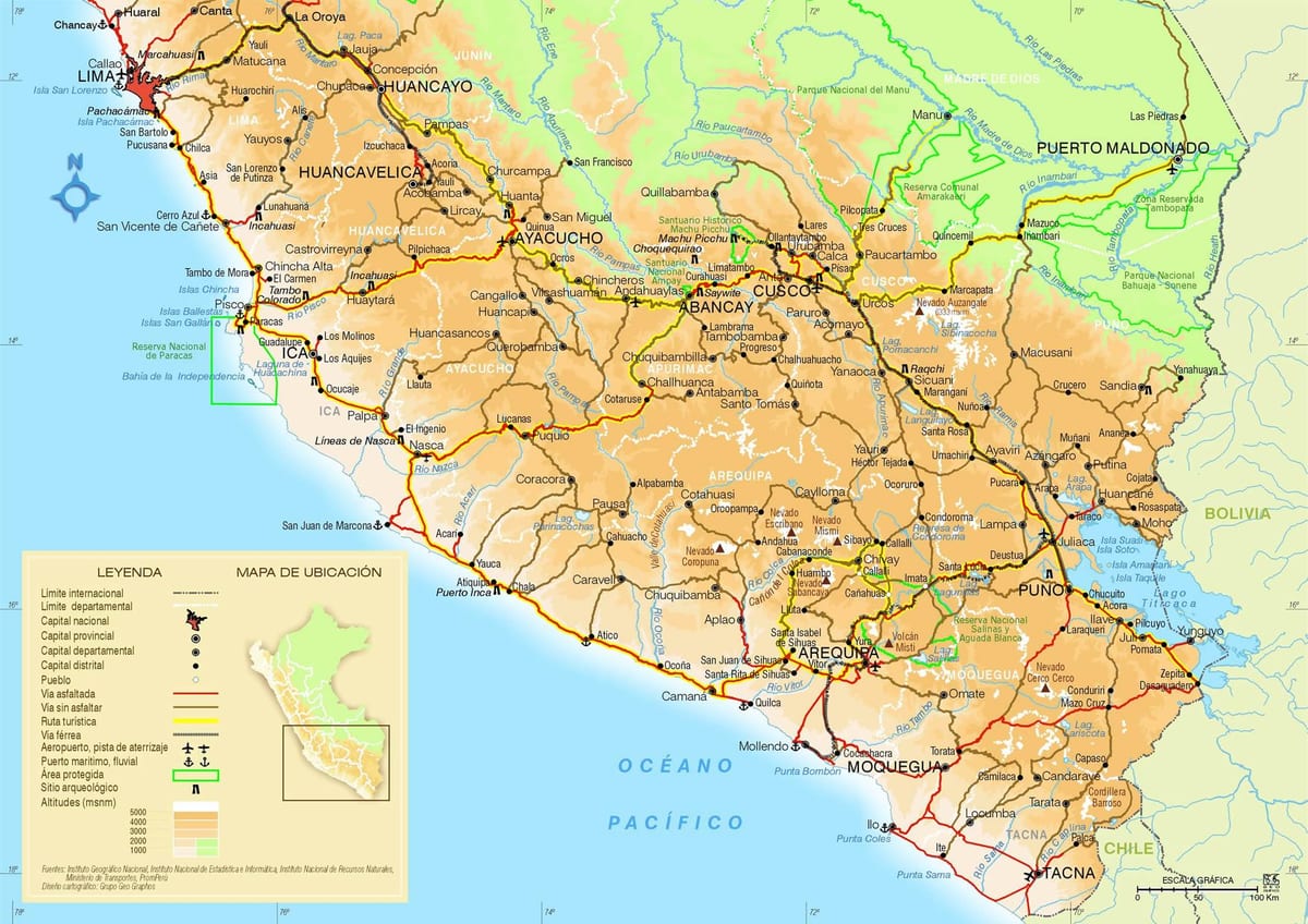 zemljevid južni Peru