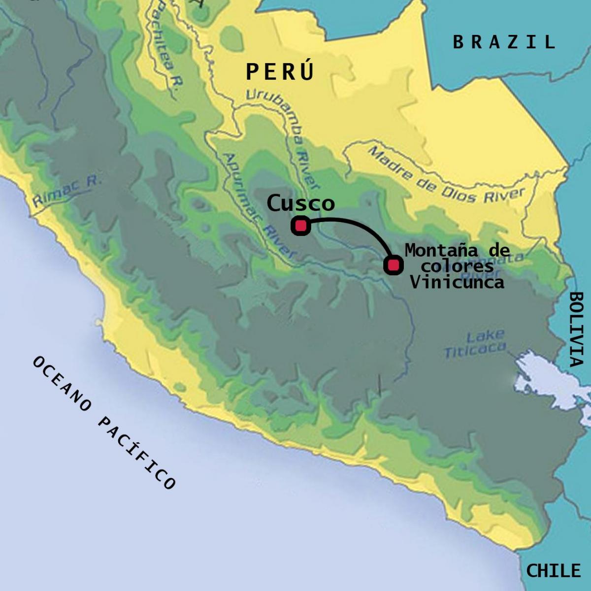 vinicunca Peru zemljevid