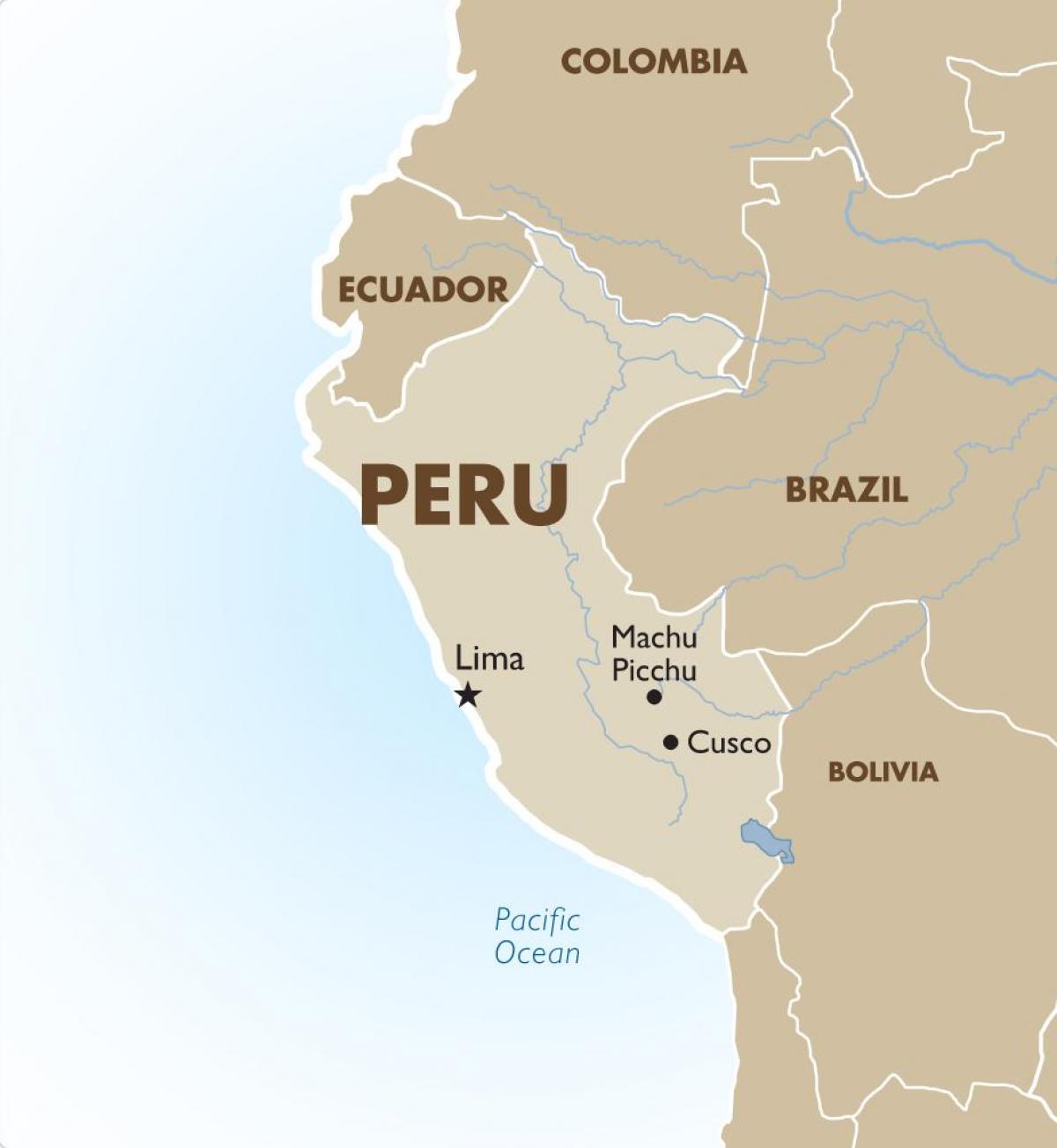 zemljevid Peru in okoliških državah