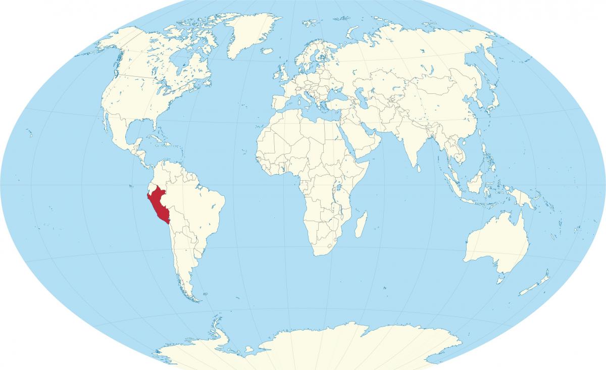 svetovni zemljevid, ki prikazuje Peru