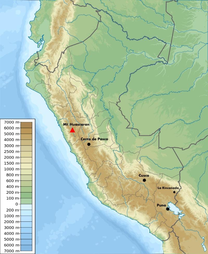 višina zemljevid Peru