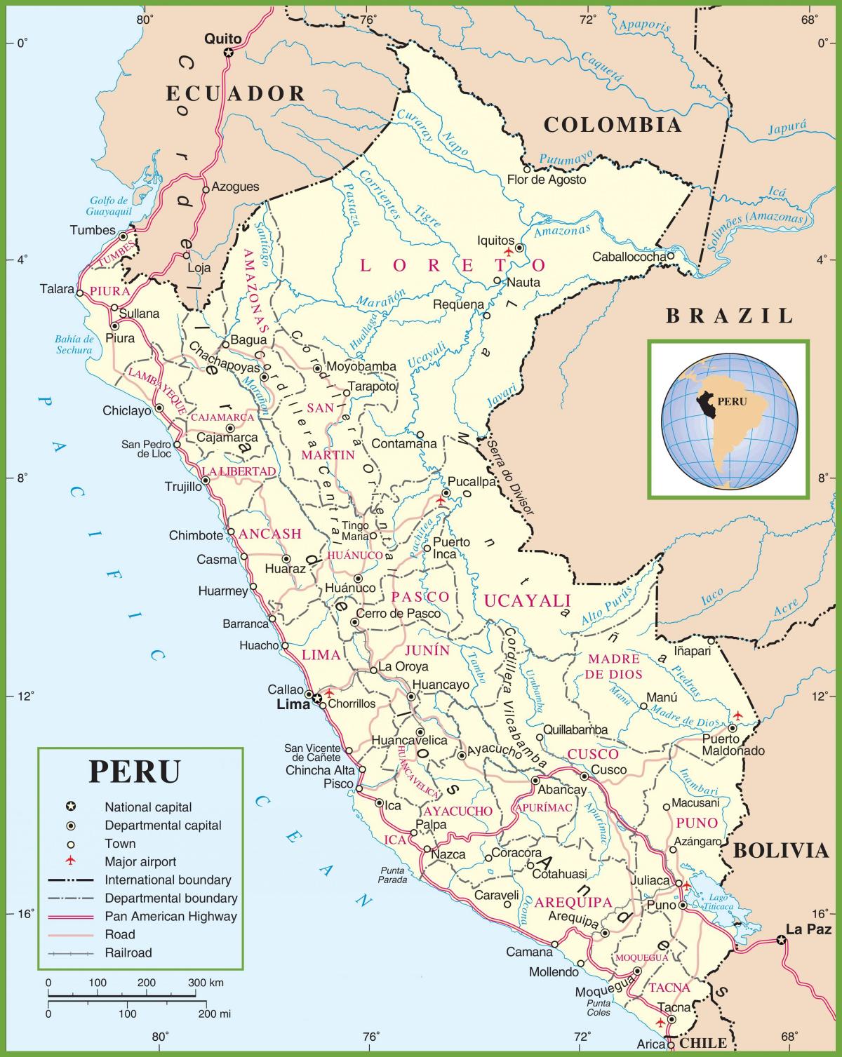 zemljevid politični zemljevid Peru