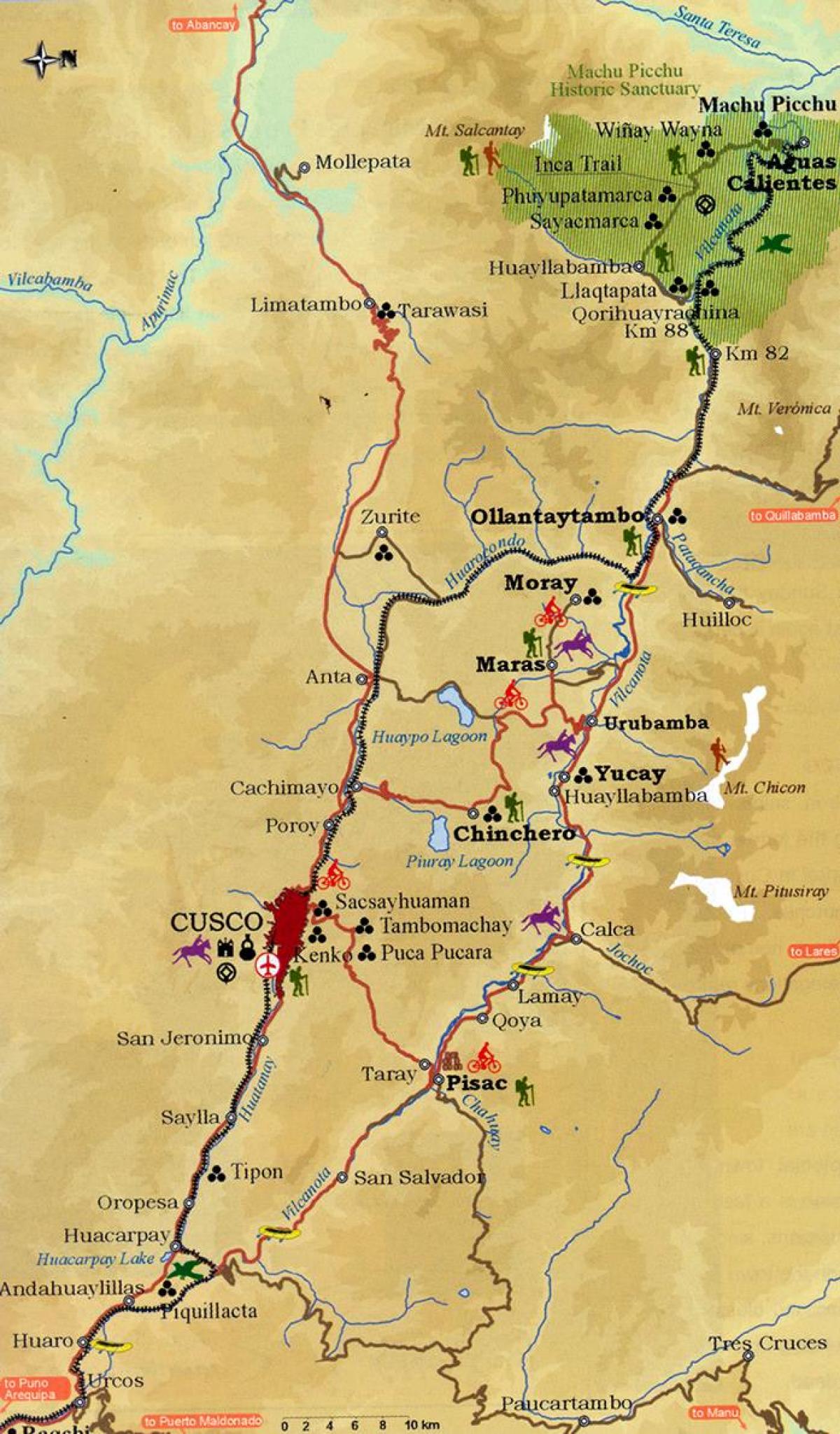 zemljevid svete doline cusco Peru
