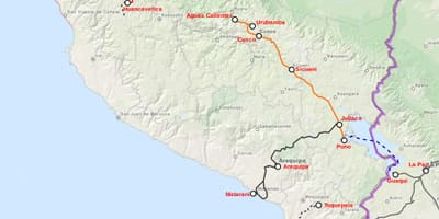 Peru vlak zemljevid