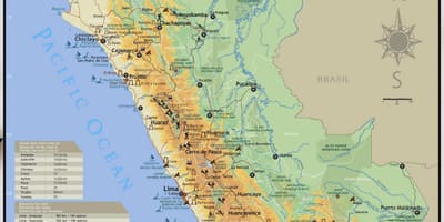 Peru turističnih znamenitosti na zemljevidu
