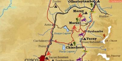 Zemljevid svete doline cusco Peru
